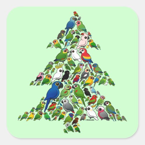 Parrot Christmas Tree Square Sticker