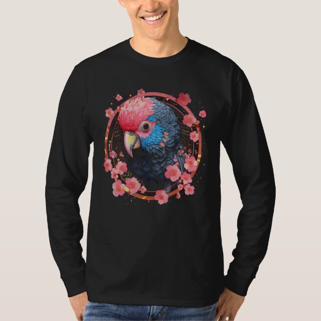 Parrot Church Blossoms - Art Animal Parrot T-Shirt (Front)