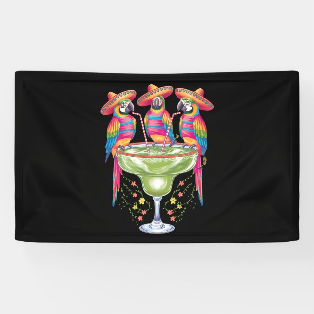 Parrot Cinco De Mayo Funny Drinking Mexican Fiesta Banner (Horizontal)