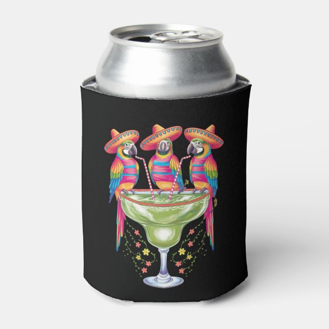 Parrot Cinco De Mayo Funny Drinking Mexican Fiesta Can Cooler (Can Front)