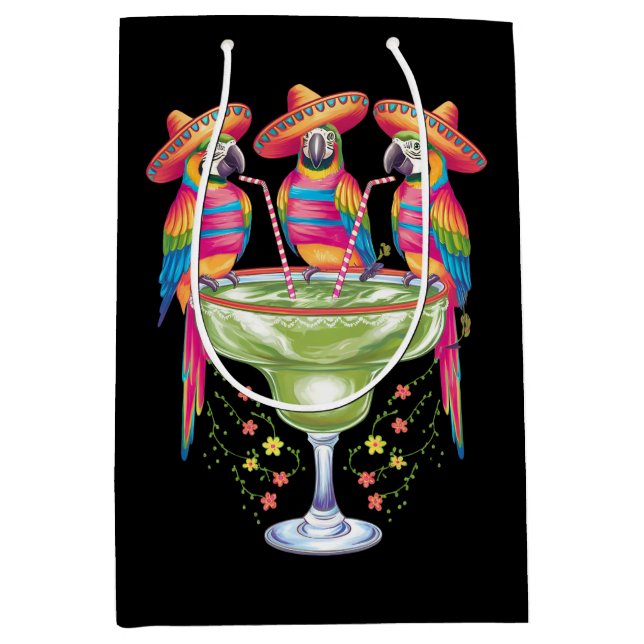 Parrot Cinco De Mayo Funny Drinking Mexican Fiesta Medium Gift Bag (Front)