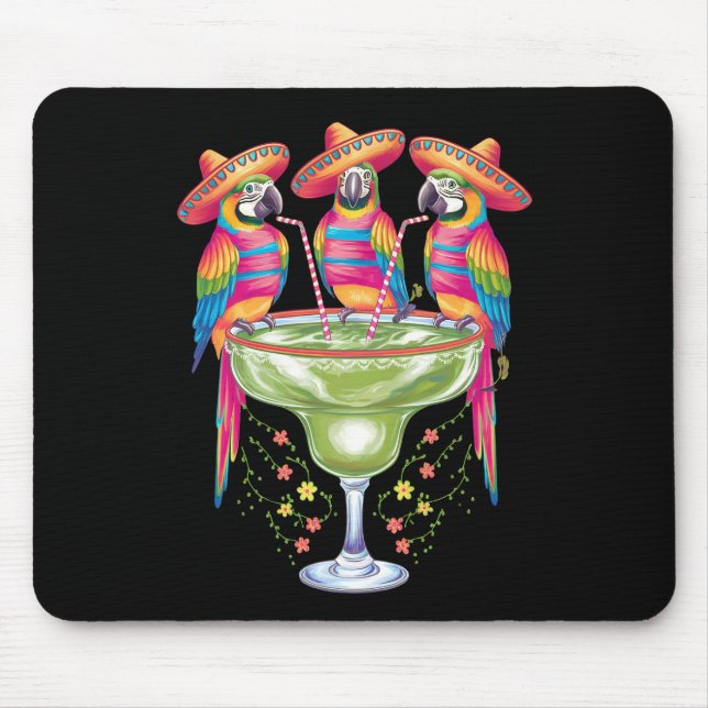 Parrot Cinco De Mayo Funny Drinking Mexican Fiesta Mouse Pad (Front)