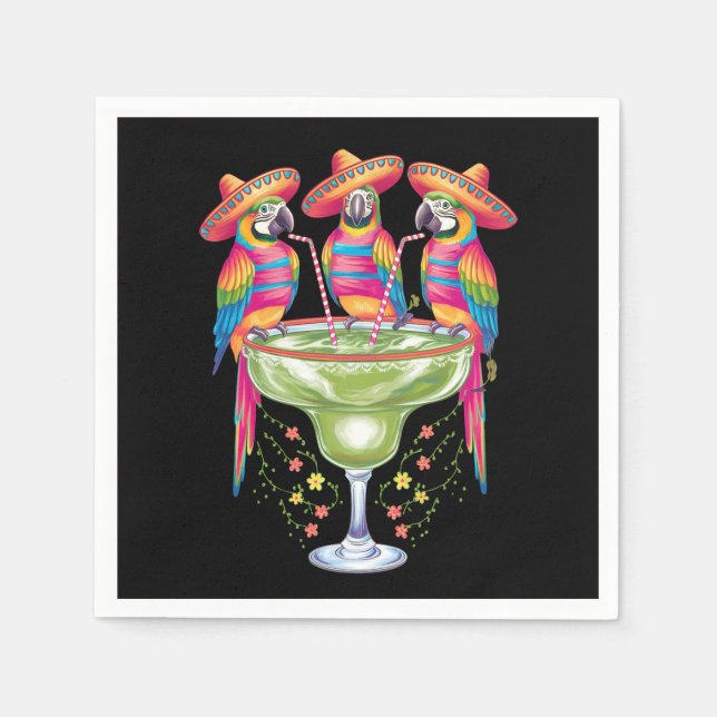 Parrot Cinco De Mayo Funny Drinking Mexican Fiesta Napkins (Front)