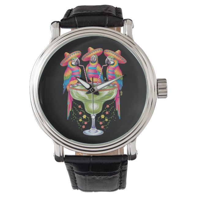 Parrot Cinco De Mayo Funny Drinking Mexican Fiesta Watch (Front)