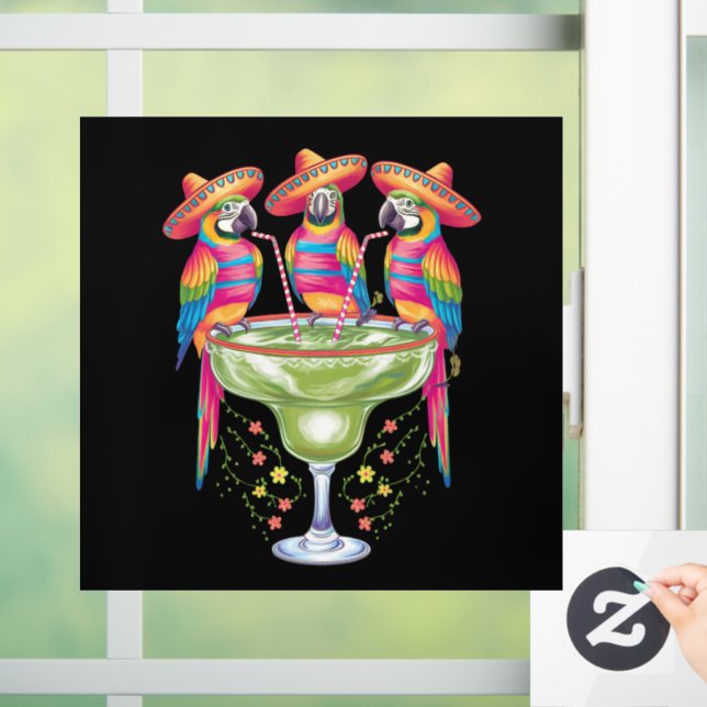 Parrot Cinco De Mayo Funny Drinking Mexican Fiesta Window Cling (Home)
