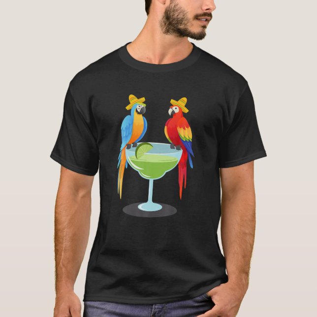 Parrot Cinco De Mayo Funny Drinking Tequila Mexica T-Shirt (Front)