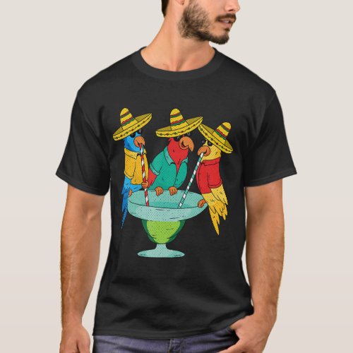 Parrot Cinco De Mayo Mexican Fiesta Bird Sombrero  T_Shirt