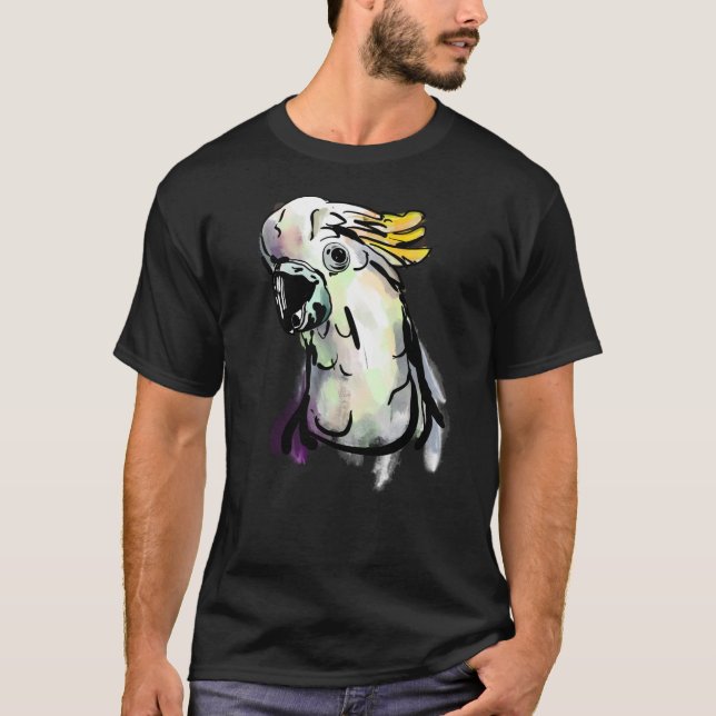 Parrot Cockatoo Watercolor Painting T-Shirts (Front)