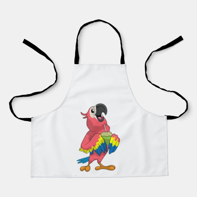 Parrot & Coconut with Drinking straw Apron (Front)