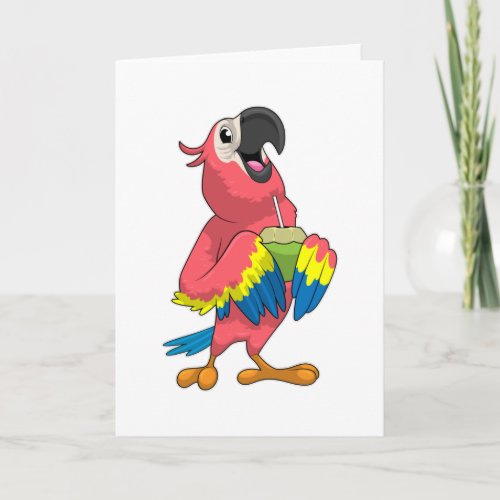 Parrot  Coconut with Drinking straw Card