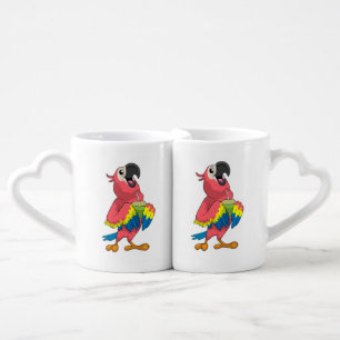 Parrot & Coconut with Drinking straw Coffee Mug Set