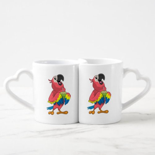 Parrot  Coconut with Drinking straw Coffee Mug Set