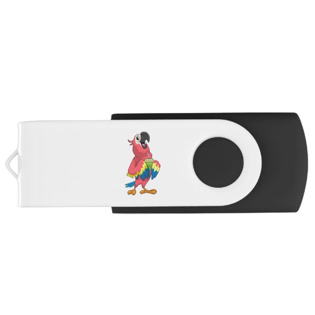Parrot & Coconut with Drinking straw Flash Drive (Back)