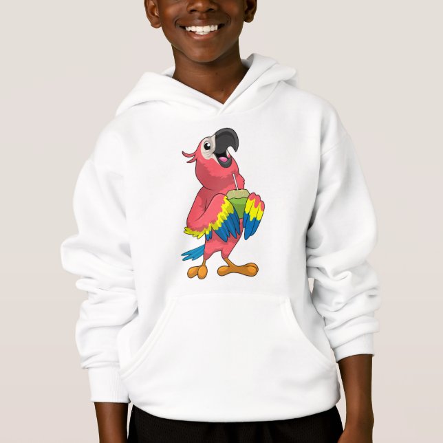 Parrot & Coconut with Drinking straw Hoodie (Front)