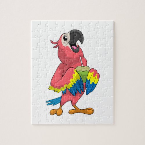 Parrot  Coconut with Drinking straw Jigsaw Puzzle
