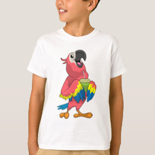 Parrot & Coconut with Drinking straw T-Shirt