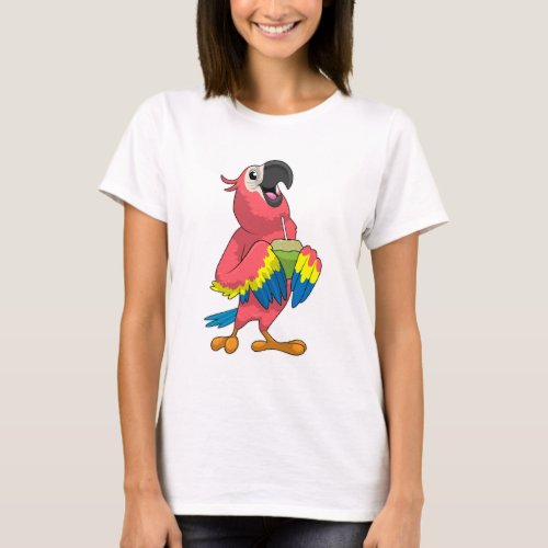 Parrot  Coconut with Drinking straw T_Shirt