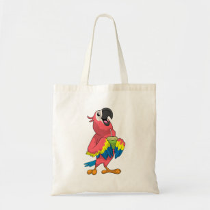 Parrot & Coconut with Drinking straw Tote Bag