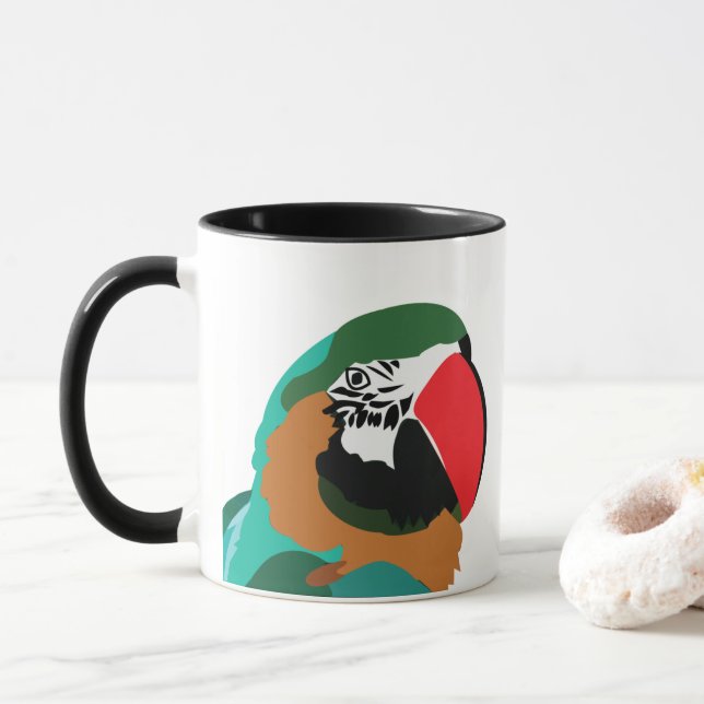 Parrot Colorful Bird Mug (With Donut)