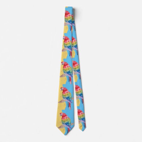 Parrot Colorful Watercolor Macaw Mens Neck Tie