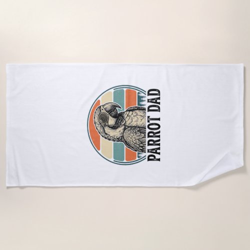 Parrot Dad Vintage Sunset Engraving Shirt Design_1 Beach Towel