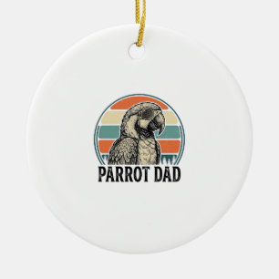 Parrot Dad Vintage Sunset Engraving Shirt Design_1 Ceramic Ornament