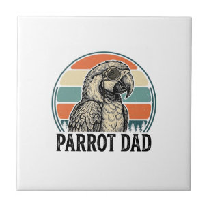 Parrot Dad Vintage Sunset Engraving Shirt Design_1 Ceramic Tile