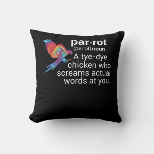 Parrot Definition Funny Zoo Bird Lover Throw Pillow