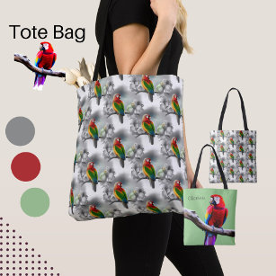 Parrot  Digital Art  on Watercolor Background Tote Bag