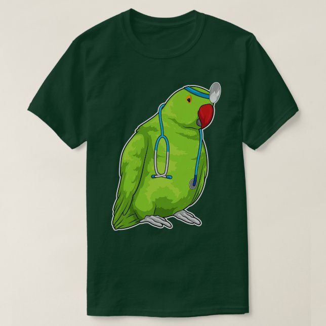 Parrot Doctor Stethoscope T-Shirt (Design Front)