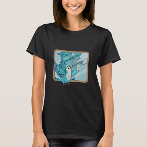 Parrot  Dragon Reflection I Blue Monk Parakeet Qu T_Shirt