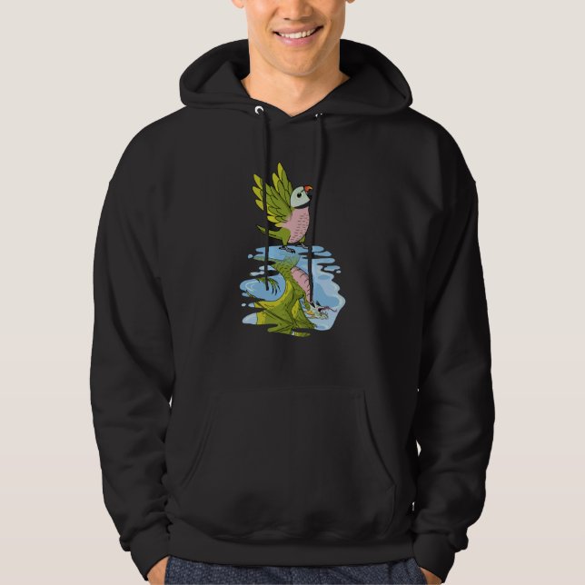 Parrot & Dragon Reflection I Moustache Parakeet Hoodie (Front)