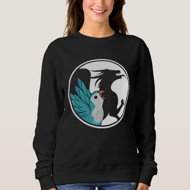 Parrot & Dragon Shadow I Blue Monk Parakeet Quaker Sweatshirt (Front)