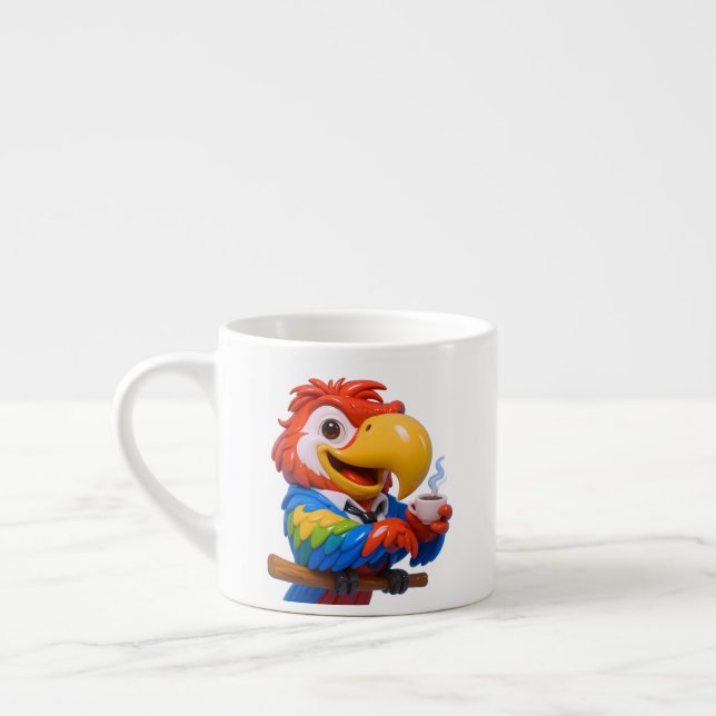 Parrot Drinking Espresso Mug (Left)