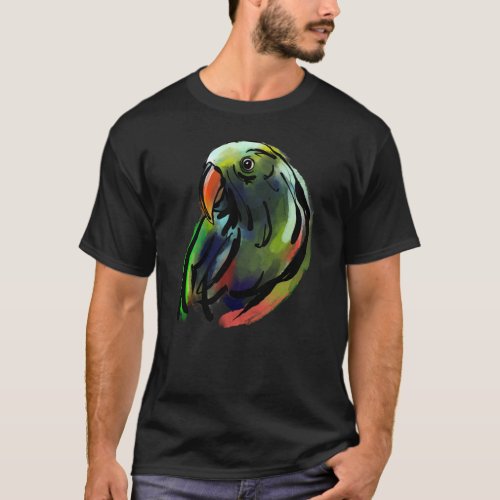 Parrot Eclectus Watercolor Painting T_Shirts