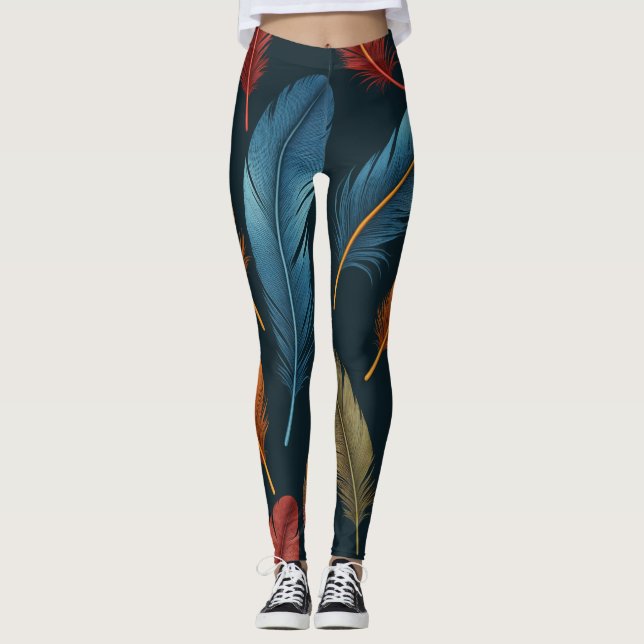 Parrot Feather inspired design Leggings (Front)
