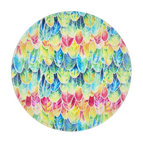 Parrot Feathers Colorful Watercolor Pattern Cutting Board