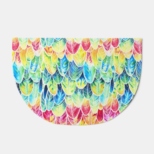 Parrot Feathers Colorful Watercolor Pattern Doormat