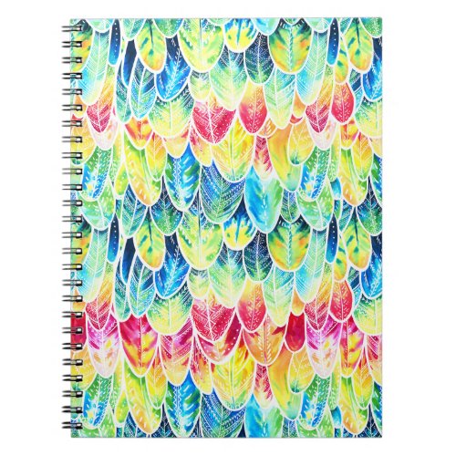 Parrot Feathers Colorful Watercolor Pattern Notebook