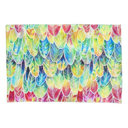 Parrot Feathers Colorful Watercolor Pattern Pillow Case