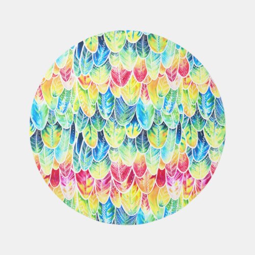 Parrot Feathers Colorful Watercolor Pattern Rug