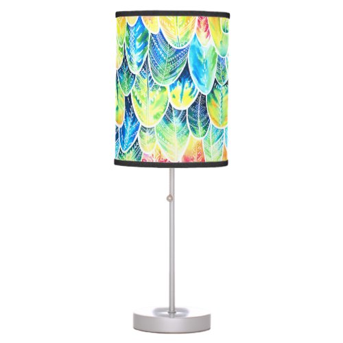 Parrot Feathers Colorful Watercolor Pattern Table Lamp