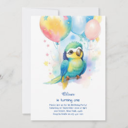 Parrot First Birthday Invitation