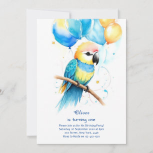 Parrot First Birthday Invitation