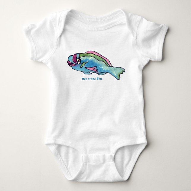 Parrot Fish Cute Cartoon Fish Infant Baby Bodysuit (Front)