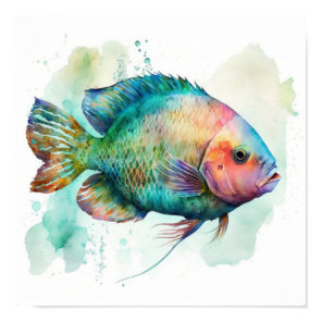 Parrot fish in watercolor  poster