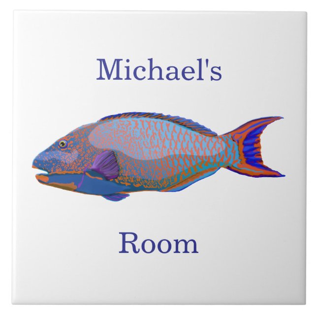 Parrot Fish Room Marker  Ceramic Tile (Front)