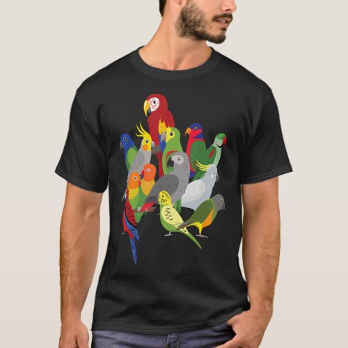 Parrot Flock _ Macaw Cockatoo African Grey  Bu T_Shirt