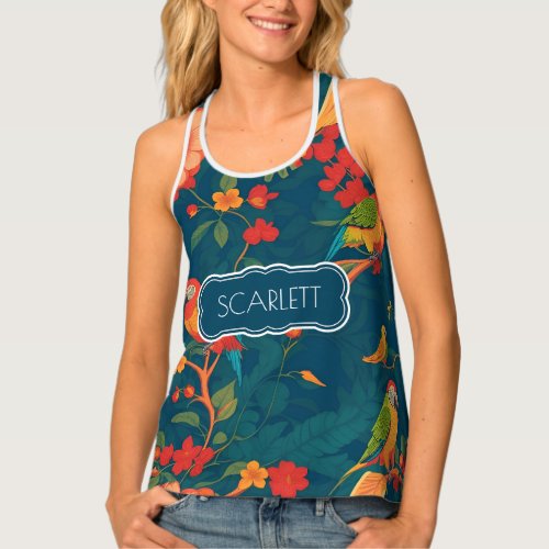 Parrot Floral Colorful Personalized Pattern Tank Top