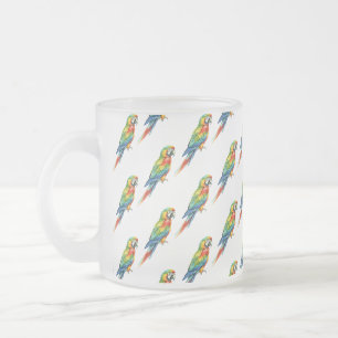 Parrot Frosted Glass Coffee Mug